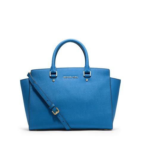 Selma leather handbag Michael Kors Blue in Leather 